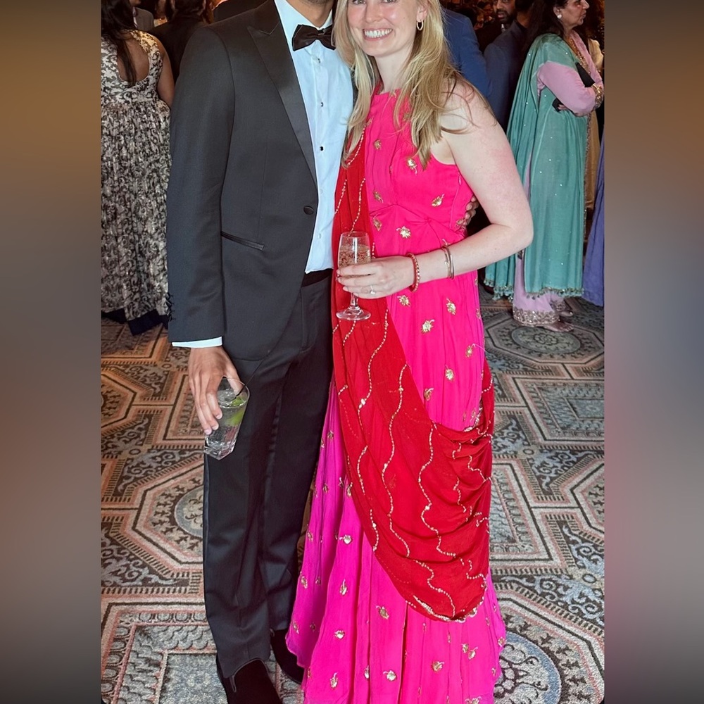 Elegant Pink and Red Maxi Dress